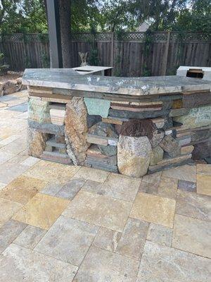 Stone outdoor kitchen