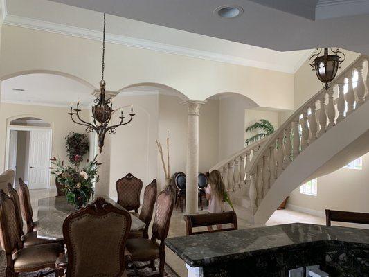 You can see the high ceilings they had to paint.