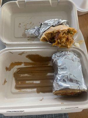 Paneer tikka masala burrito full of oil and tasteless .