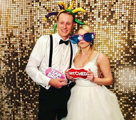 Bride and Groom pose for their wedding day photo