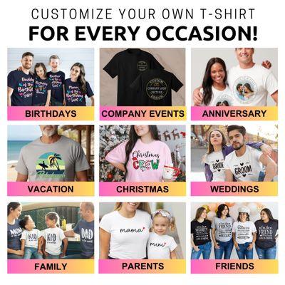 custom shirts for your party, group and business.