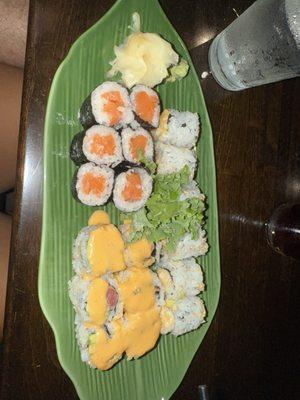 Salmon Roll, cowboy roll and spicy scallop roll