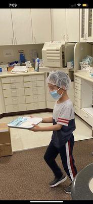 Assisting Dr. G for his brothers cleaning!