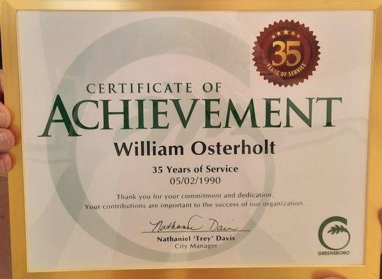 35 Years with Greensboro Parks and Recreation.