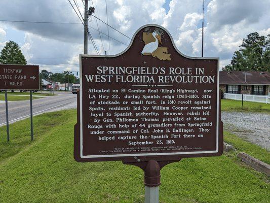 Springfield's Role in West Florida Revolution