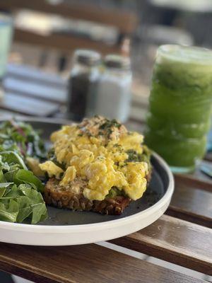 Avocado Smash Toast Green Juice