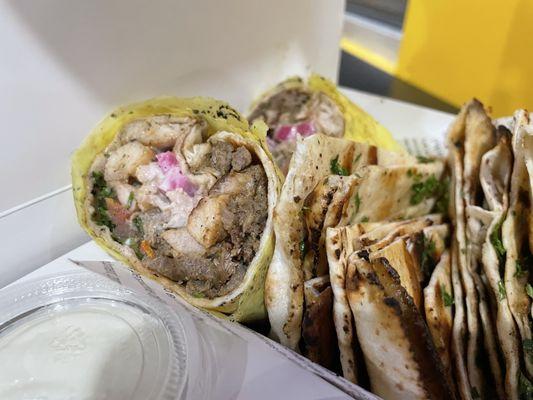 Beef and chicken mix shawarma