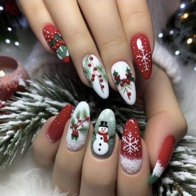 Full set acrylic powder with Christmas design