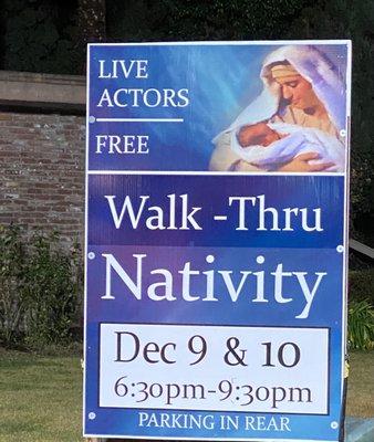 Live actors at this Nativity scene walk-through . They have an audio track for each of the stations