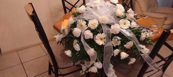 White traditional casket spray