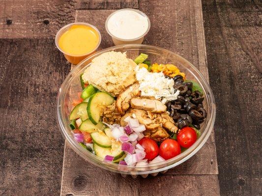 Chicken shawarma salad bowl