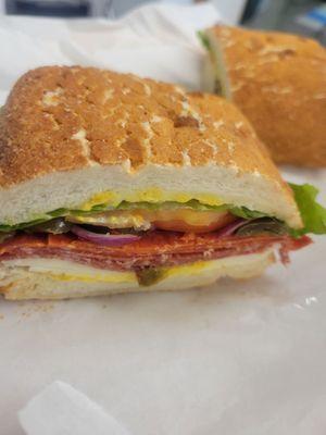 Spicy Italian with pepper jack cheese.