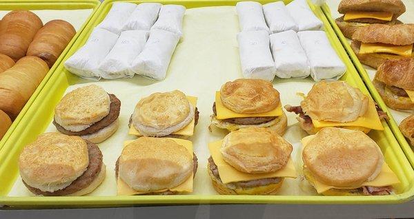 Biscuits
sausage & cheese sausage or bacon/egg/cheese
Tacos/Burritos
bacon/egg/cheese +/- potato
sausage/egg/cheese +/- potato