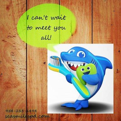 We are very excited! Our friendly inflatable shark is almost ready to meet our little patients!!