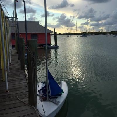 Enjoying the view this evening with a nice harbor breeze, a Bushwhacker and live music.