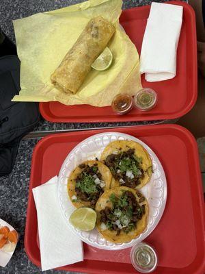 1.99 steak tacos Carnitas burrito