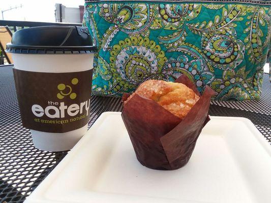 Delicious apple cinnsmon muffin, and joe. Of course.