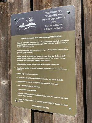 Off-leash hours and rules