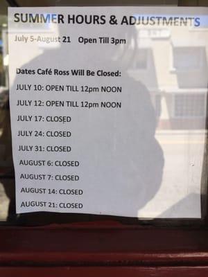 Summer hours