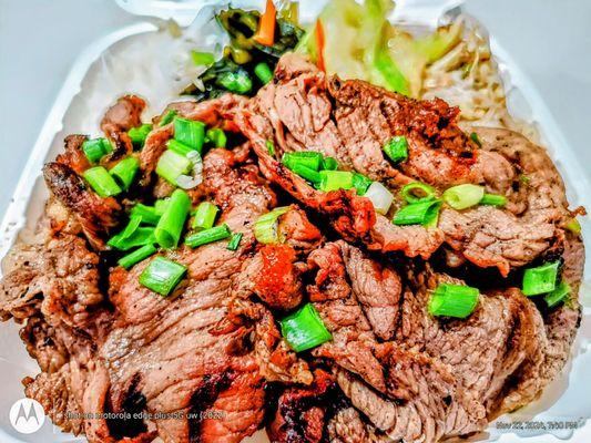 BBQ Beef Plate w/ White Rice + 4 Korean Sides.