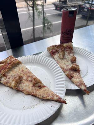 Chicken Parm Pizza split one slice for snack