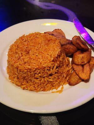 Jollof rice with fried plantains