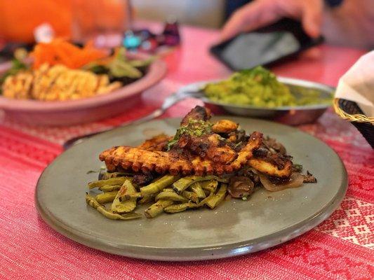 Grilled Octopus, salad with Chicken & Guac