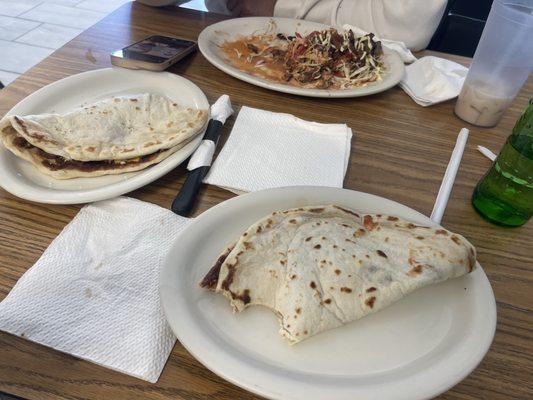 Baleada Sencill 2 baleada con bistec carne asada con tajadas