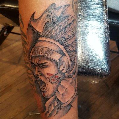 Native portrait. 1/2 sleeve. Done by Taboo