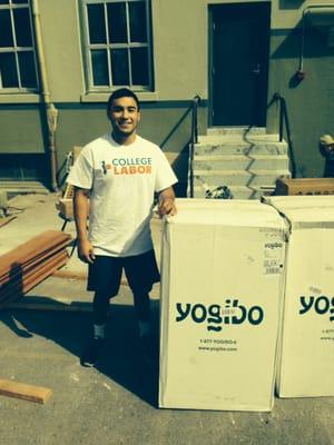 SFSU student helper Keanu helping the Alt school prepare for the new school year!