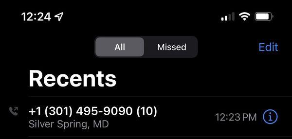 10 straight calls with no reply or response after multiple hours.