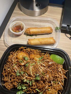 Crispy Pad Thai and Thai Spring Rolls (2) (with chicken)