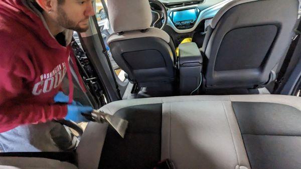 Extracting oil and dirt from my rear seat.