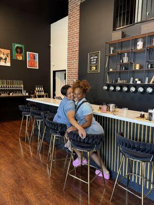 We are sitting at the bar area where the candle becomes a one of a kind!!!