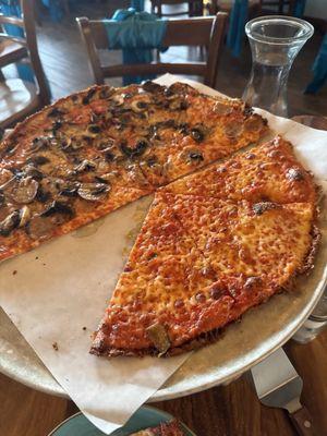 Half plain half mushroom and sausage