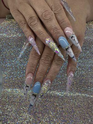 Long stiletto acrylics