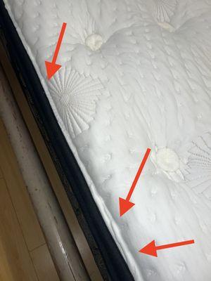 Lumpy, sloppy stitching that will separate in the near future.