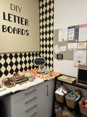After your scan, come to our DIY letter board station to make a little keepsake!