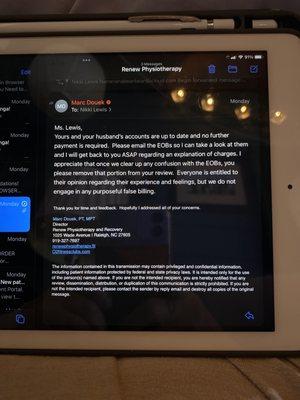Marc the head boss of renew physiotherapy email