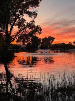 Sunset at the lake at Swan lake Estates