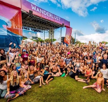 Wanderlust Attendees in front of the Wise Ass Events SL100 after a great yoga session - Kuilima Point, Turtle Bay