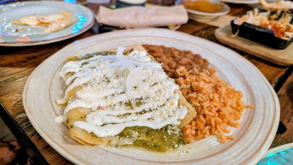 Cheese enchilada (with lot's of crema)