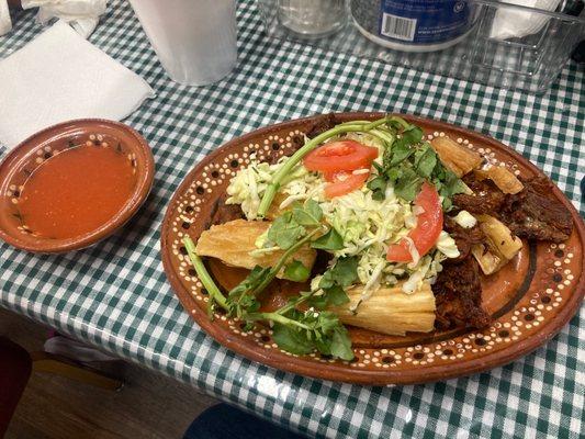 Amazing yuca con chicharrón amazing service and they sell local eggs for $8