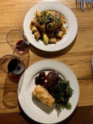 Osso bucco (top) Filet of beef (bottom)