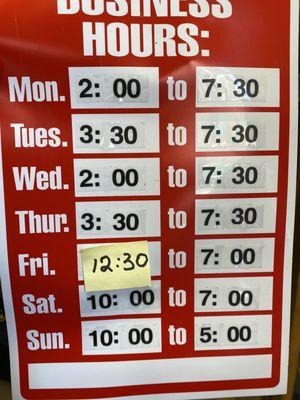 Temporary store hours