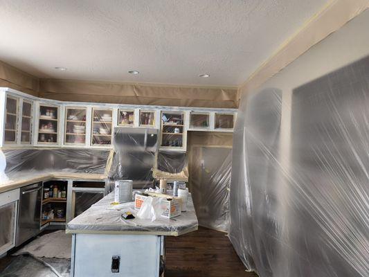 Kitchen Cabinets prep for paint!