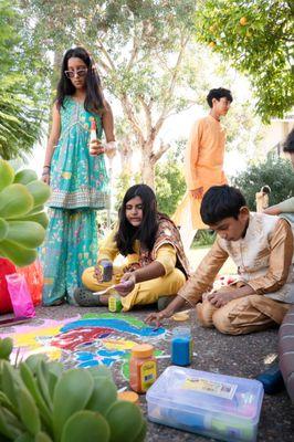 Students working together to make amazing cultural art!