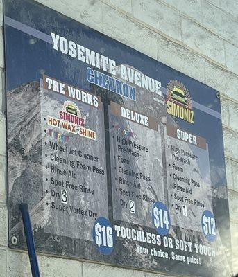 Updated prices. You also get a pre rinse and light scrub before hand.