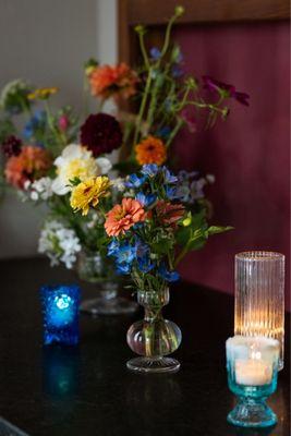 Bud vase and votives