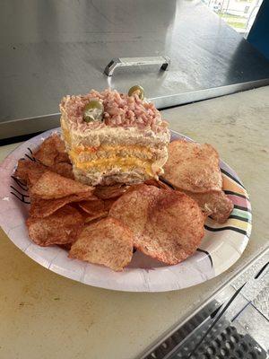 Smoked chicken salad layered sandwich